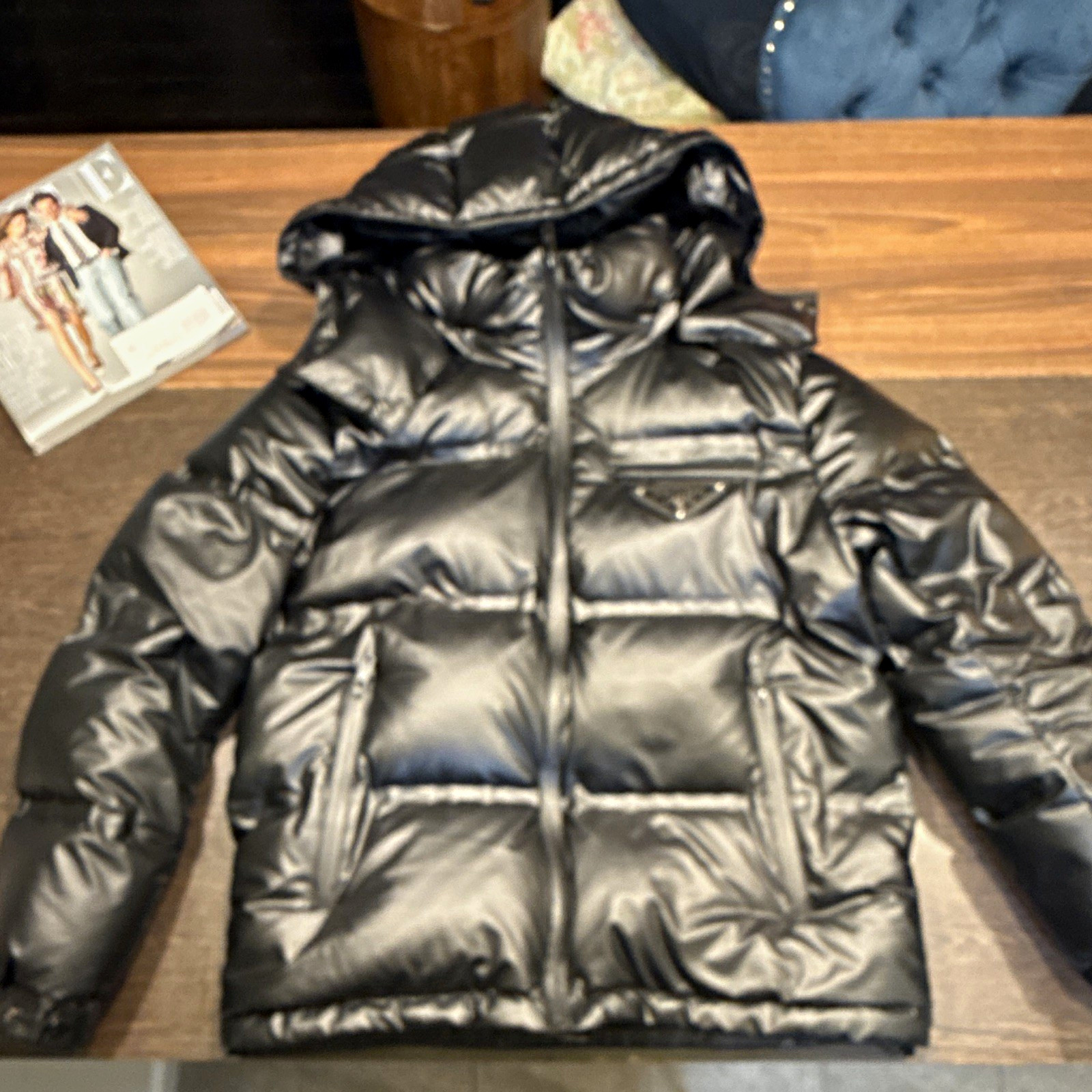 PRADA Milano Black Nylon Hooded Quilted Down Puffer Jacket Full Zip M