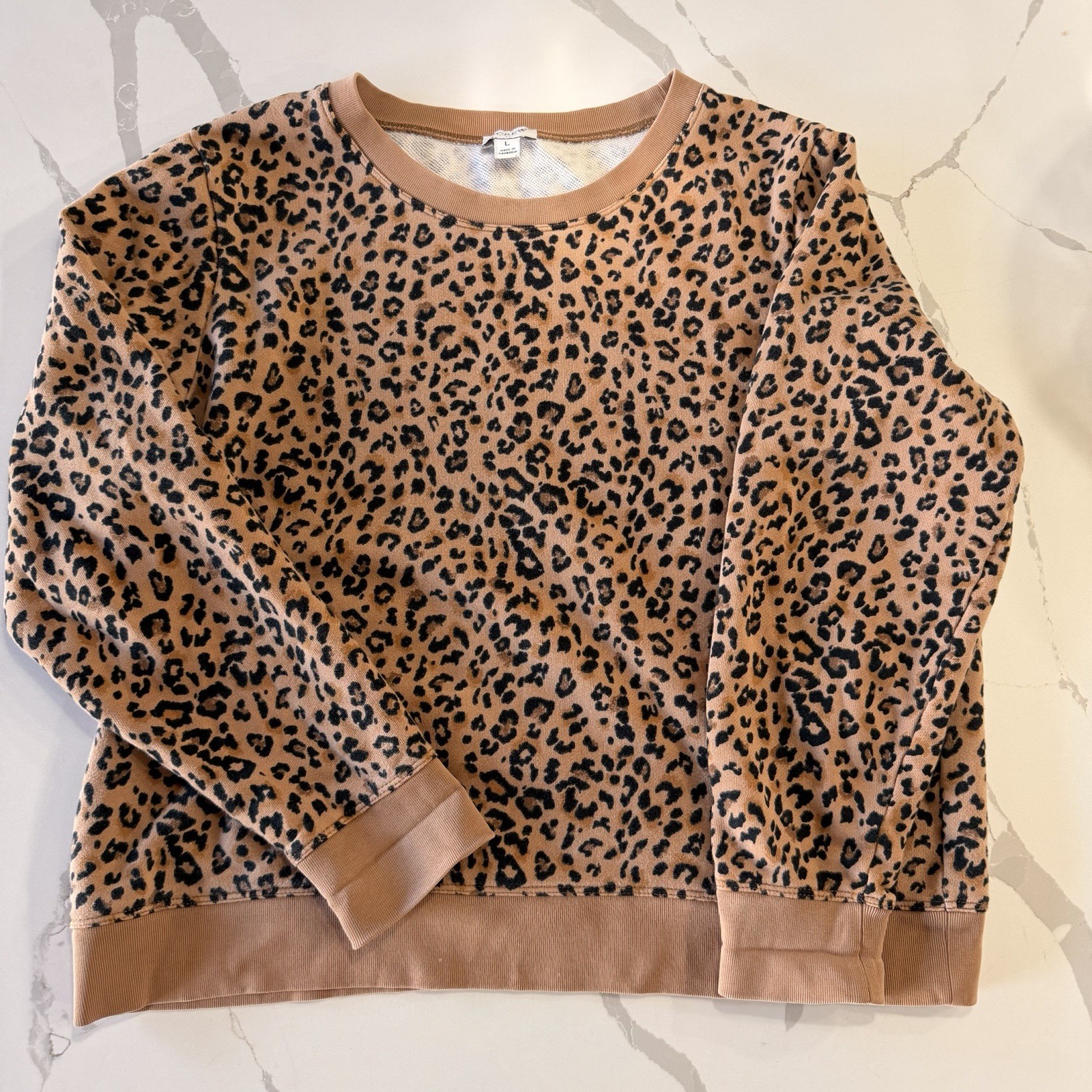 J.CREW Vintage 100% Cotton Leopard Print Crew neck Sweater Large