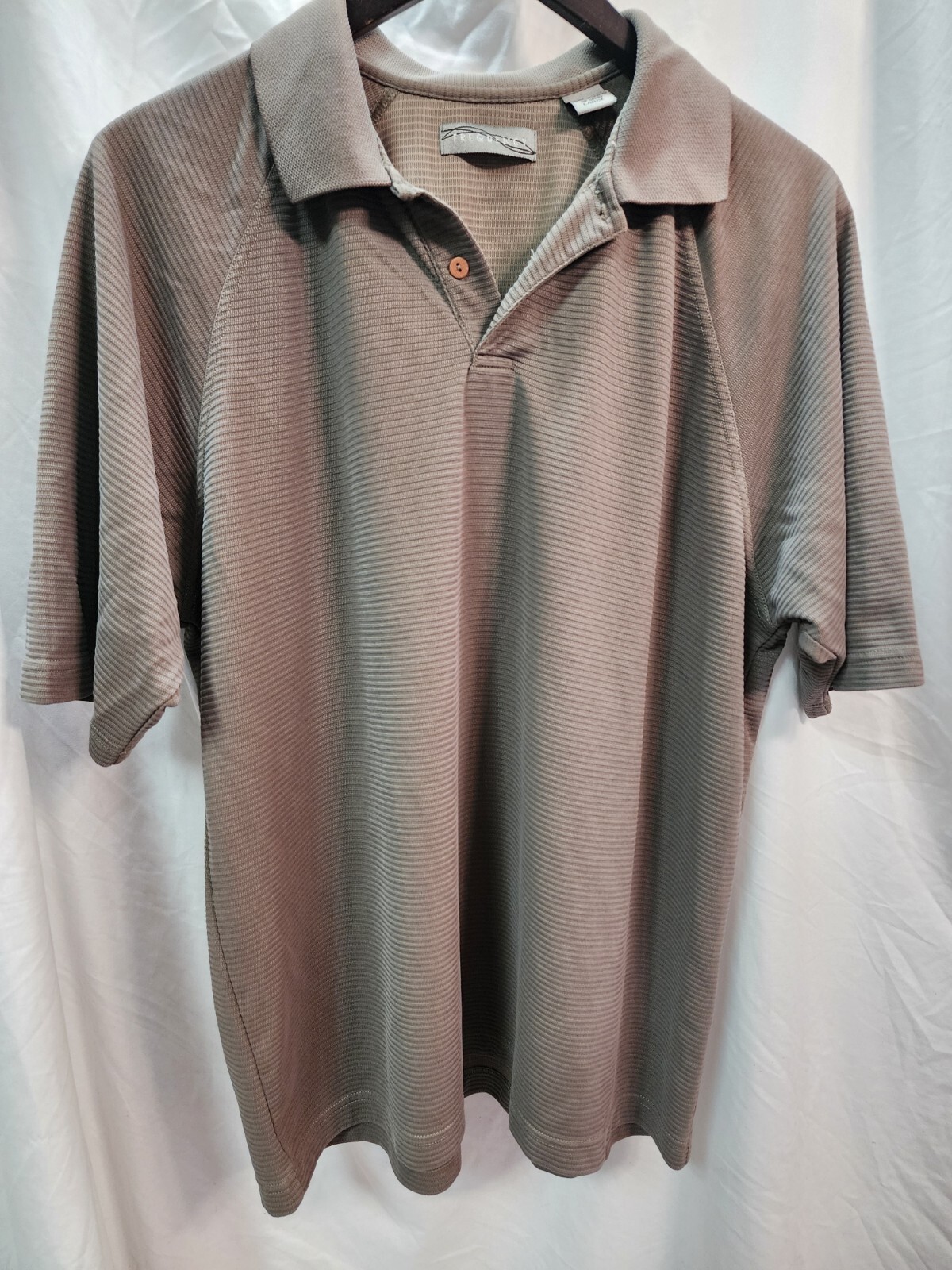 VTG Frequency Men\'s Collared Short Sleeve Polyester Shirt, Brown, L