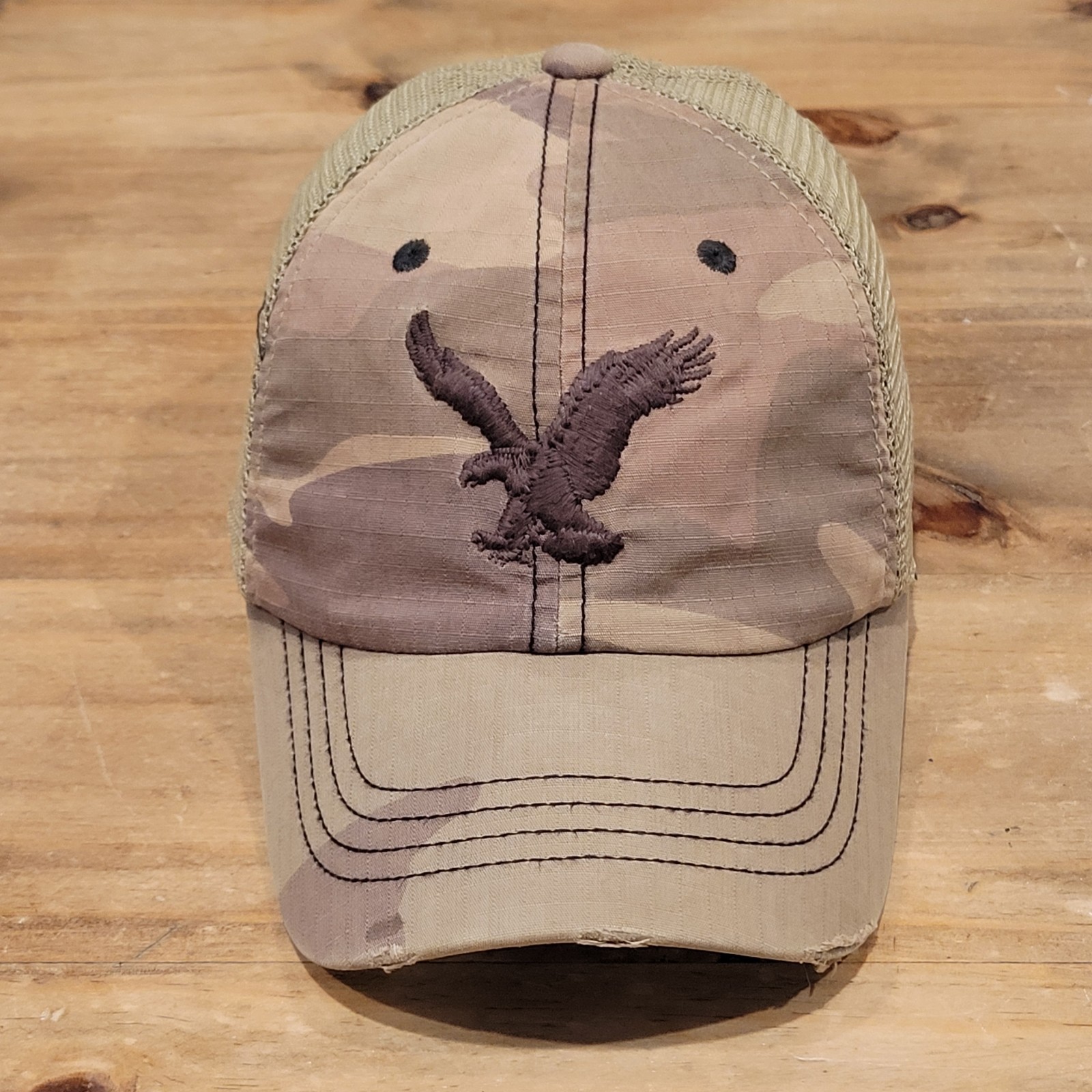 Vintage American Eagle Hat Snapback Camo Camouflage Mesh Back 90s Y2K 1977 Logo