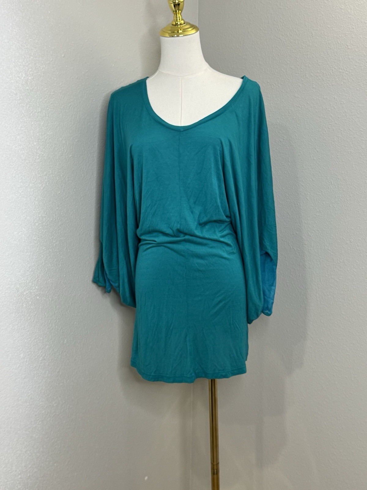 Fraiche by J Teal Dolman Sleeve Tunic Dress Size S Sample NWT