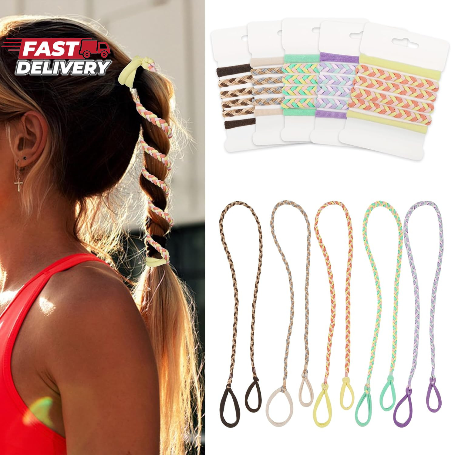5 Pcs Spiral Hair Ties for Women & Girls, Hair Ties for Longhair, Elastic Braide