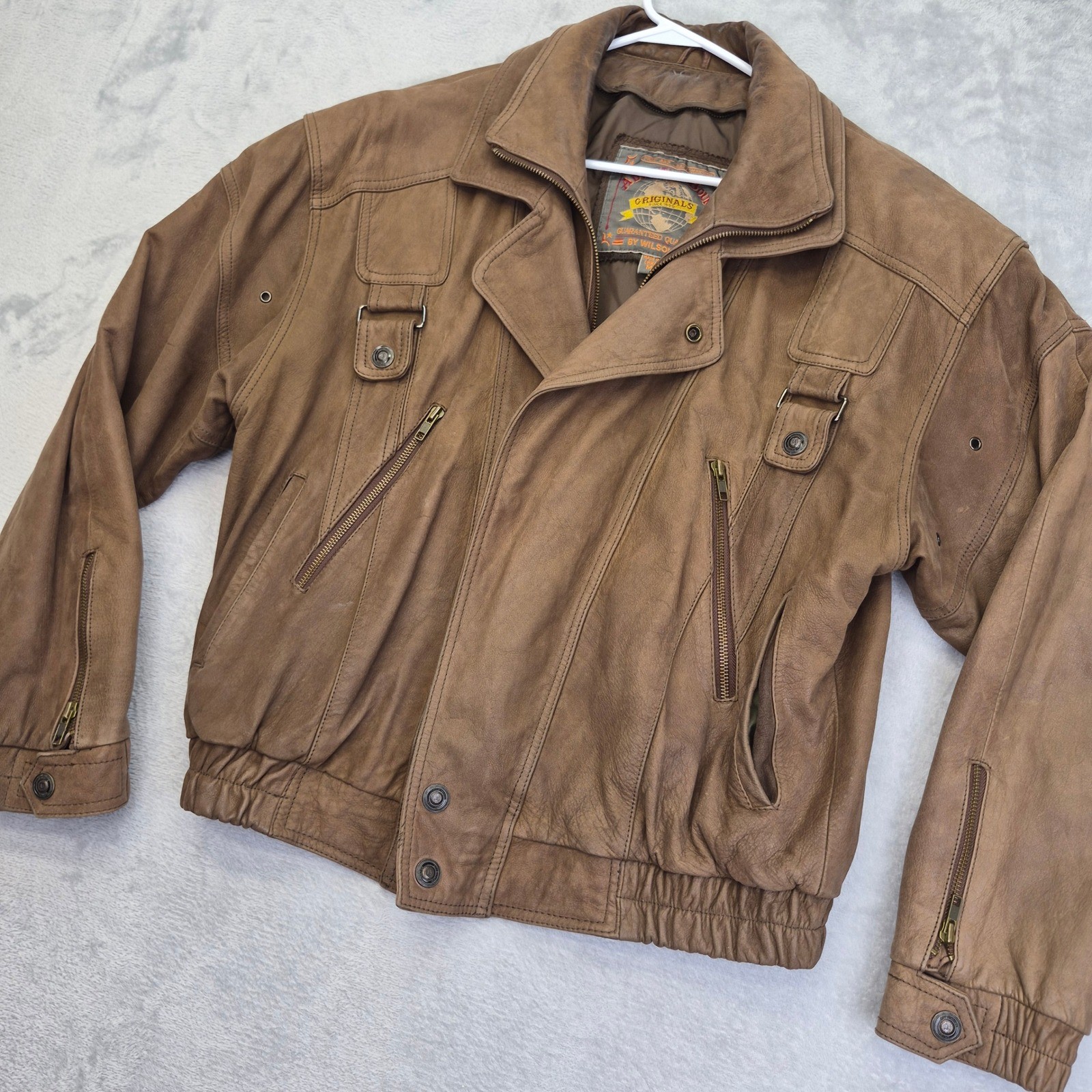 Vintage Adventure Bound Wilsons Leather Bomber Jacket Brown Thinsulate Mens M