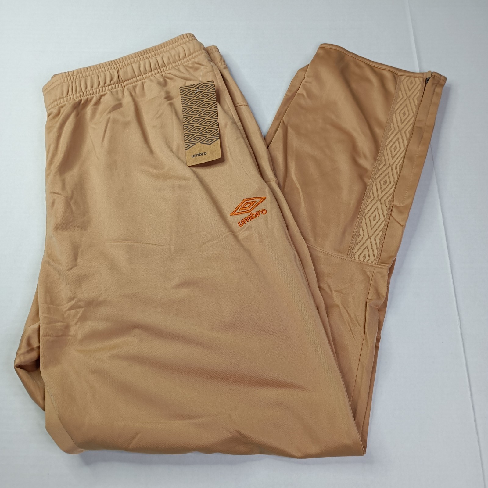 Umbro Men\'s Track Pants Tan/Pumpkin Spice Size XL XLarge 100% Polyester