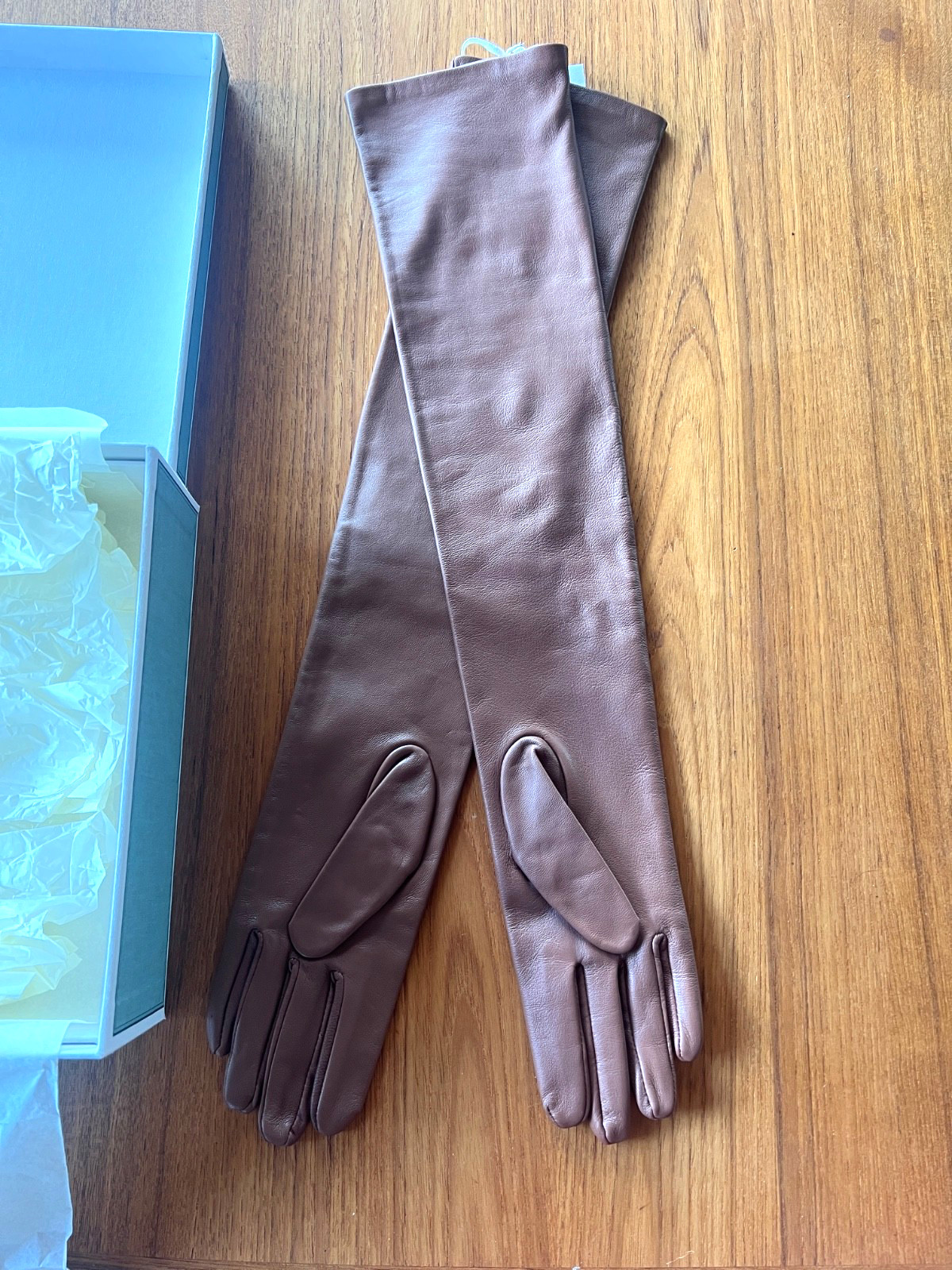 John Galliano Re{form} x Zara  100% LEATHER LONG GLOVES Bronze Size L SOLD OUT