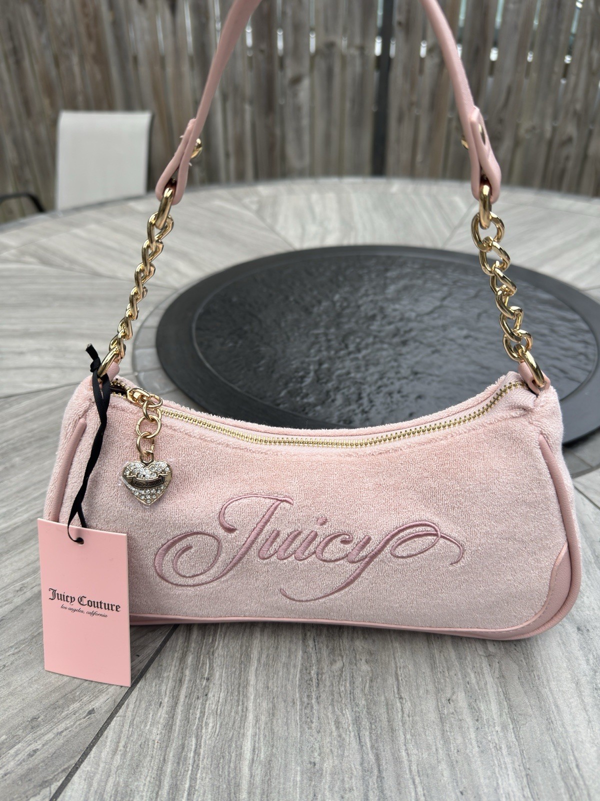 Juicy Couture Raising Star Shoulder Bag Pink Diamond Y2K Velour