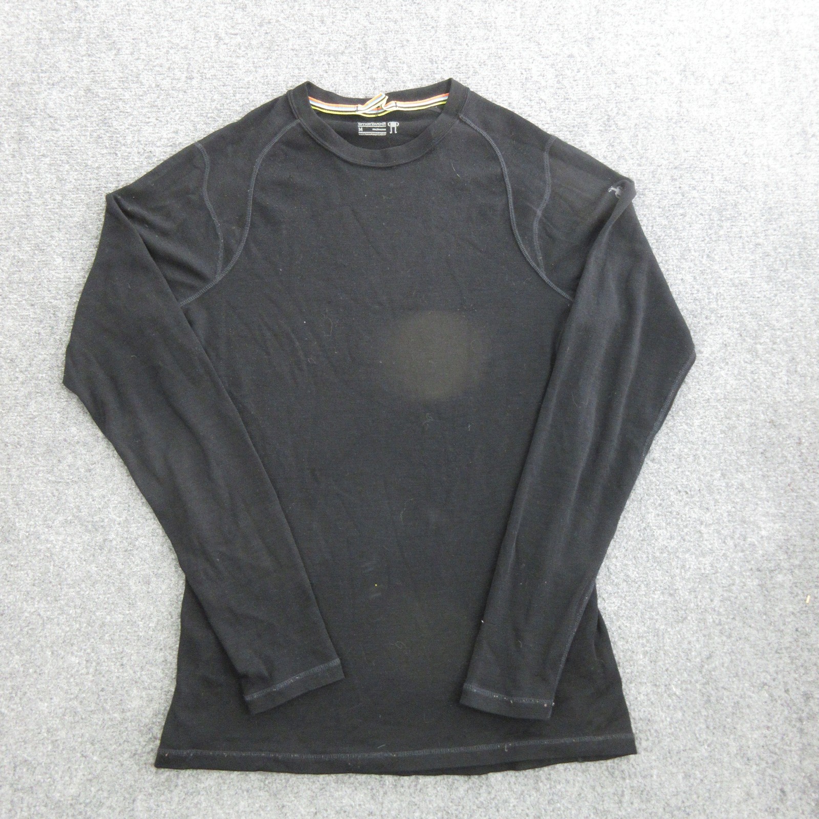 Smartwool Shirt Mens Medium Black Long Sleeve 100% Merino Wool Base Layer Top