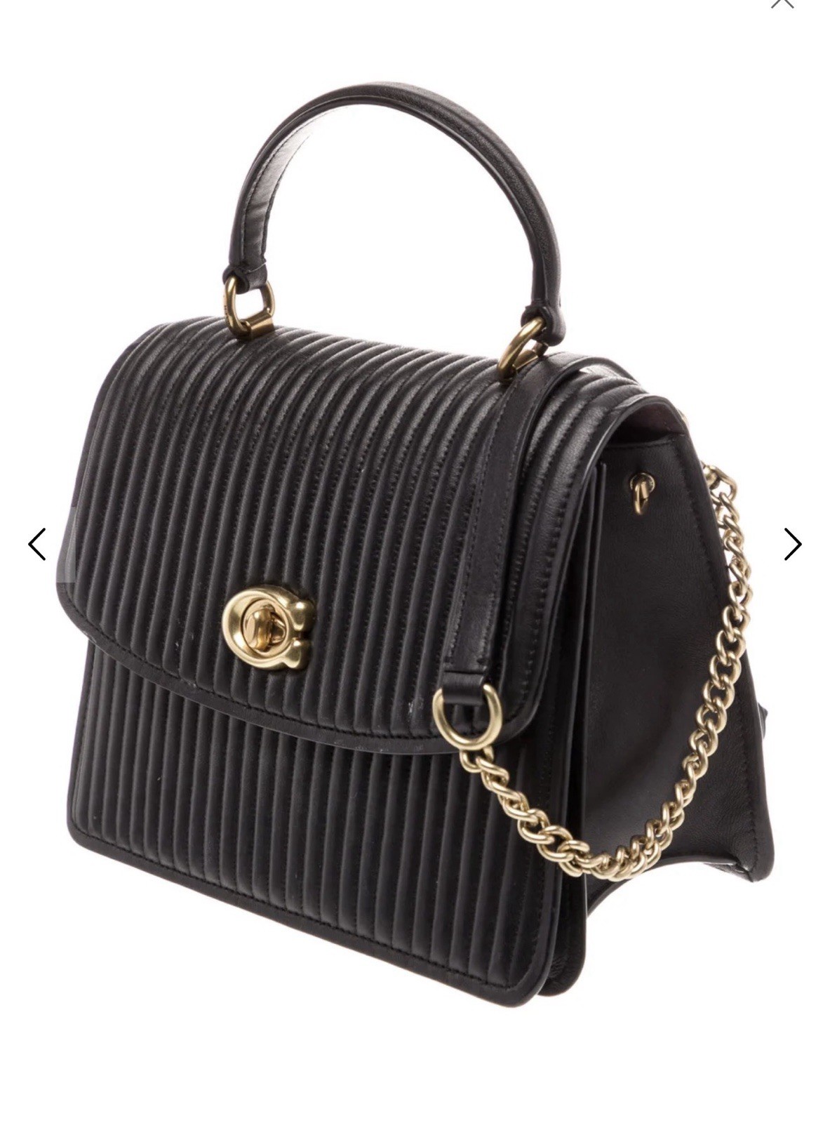 Coach Parker Top Handle Quilted Nappa Leather Crossbody Black Gold 52666