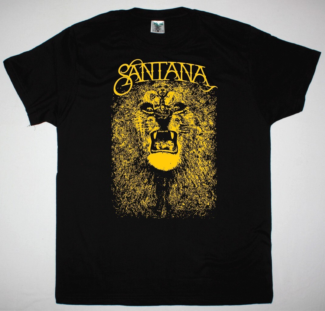 Vtg SANTANAAAA Band LION Heavy Cotton Black T Shirt For Men UR113