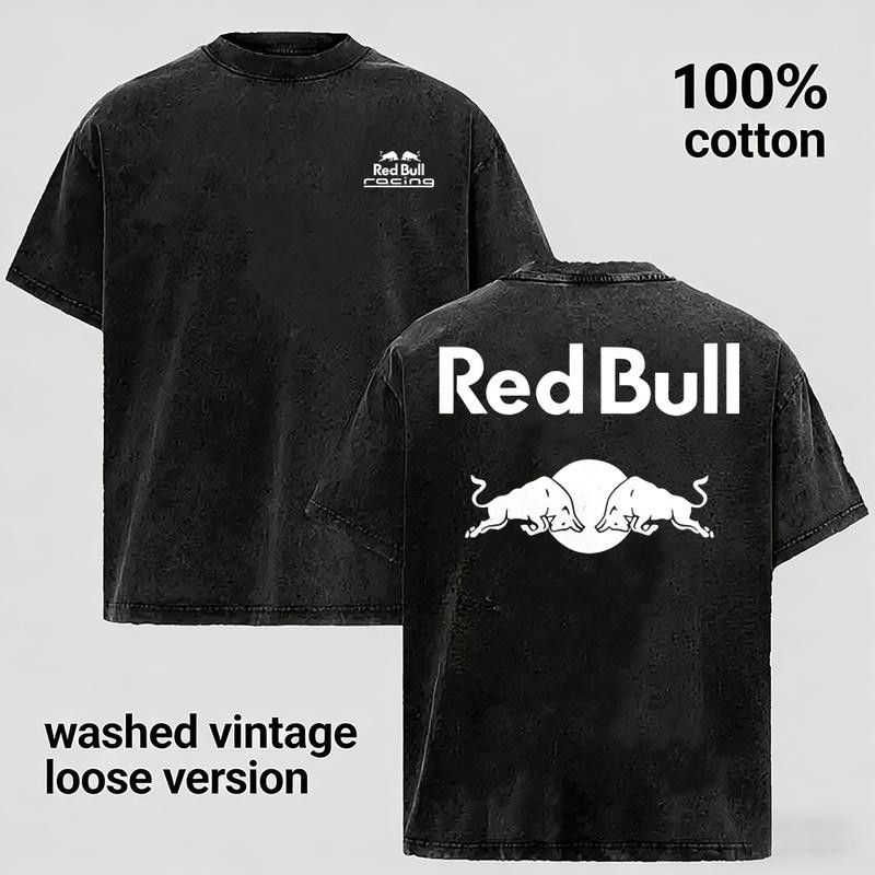 Vintage Washed Racing Team Graphic Unisex Oversized Cotton T‑Shirt