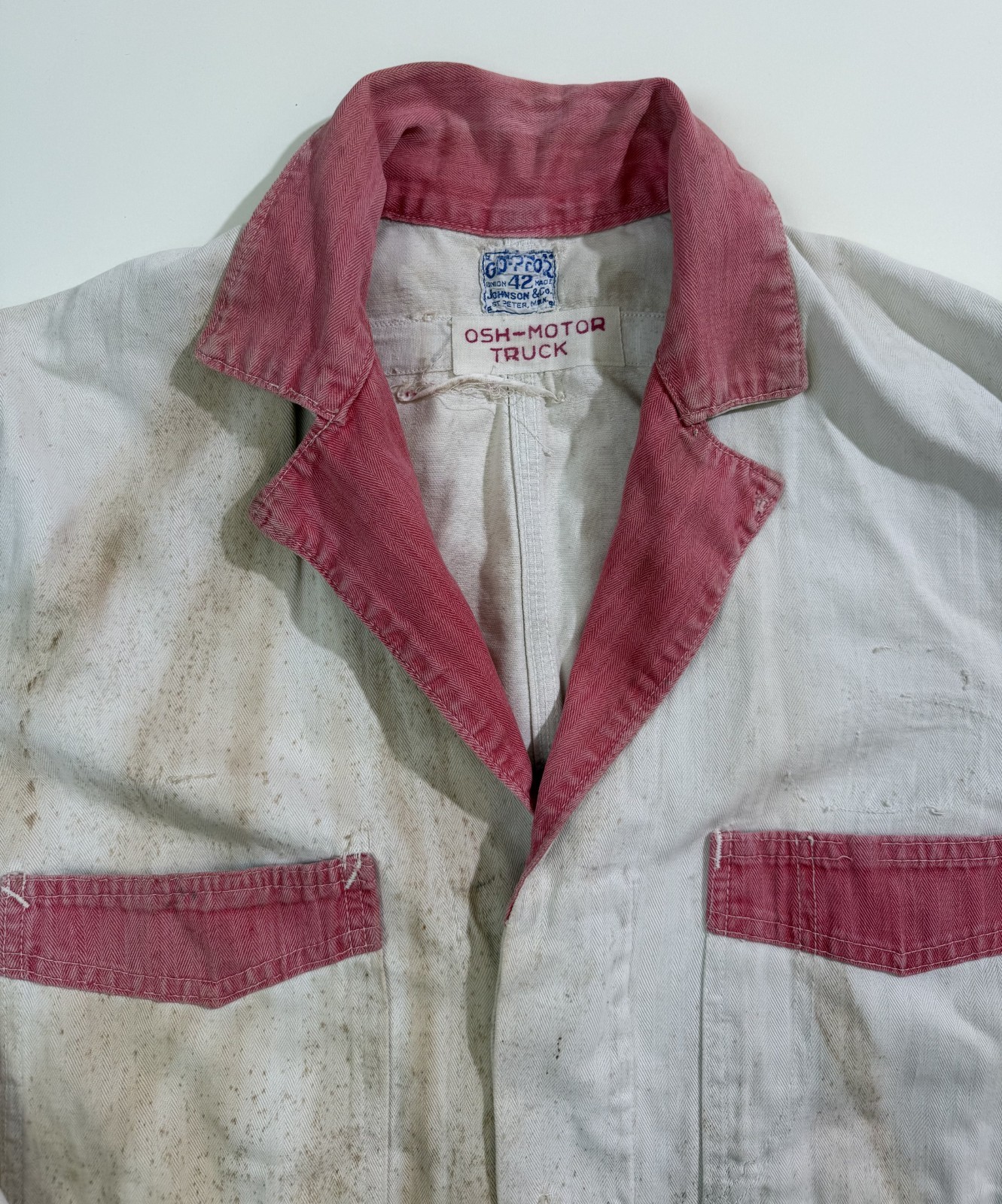 Vintage 1950s Osh-Motor Truck Two-Tone Shop Coat 42