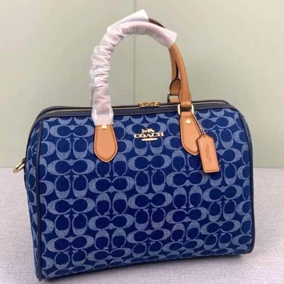 COACH Rowan Large Satchel Signature Denim Leather Crossbody Bag CY699 NEW NWT