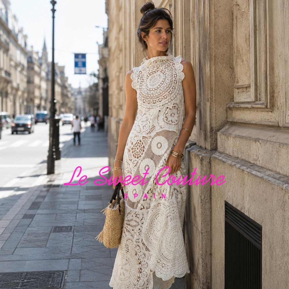 ZARA WOMAN NWT SS26 ZW COLLECTION CROCHET MAXI DRESS white 6895/254/250