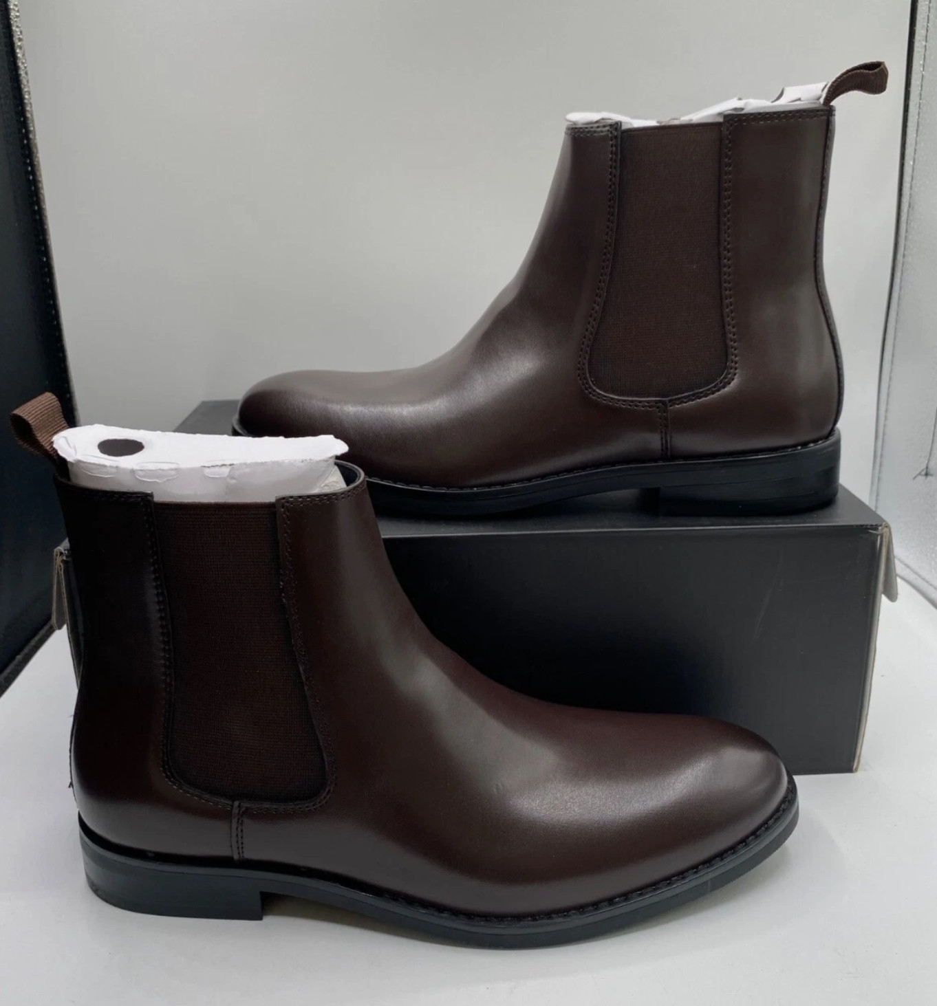 ALFANI Men\'s Size 11.5 Dress Boots Shoe Dark Brown Luka Pull-On Chelsea