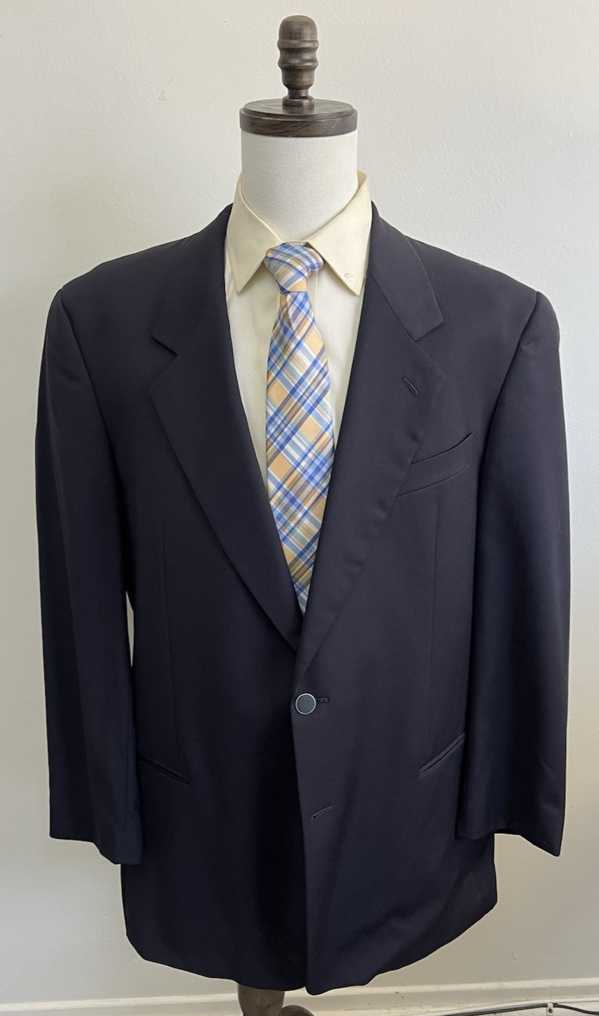Vtg Mani Giorgio Armani Italy 44L Navy Blue Wool Blazer Jacket Metal Buttons 44L