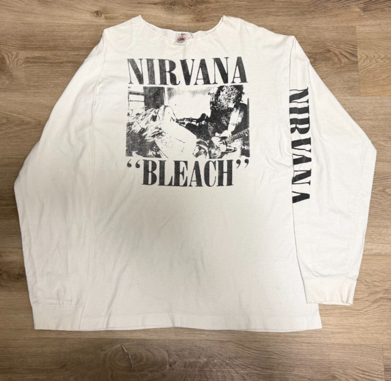 Vintage 90s Nirvana Bleach LS T Shirt L Sub Pop Sleeve Print Double Sided RARE