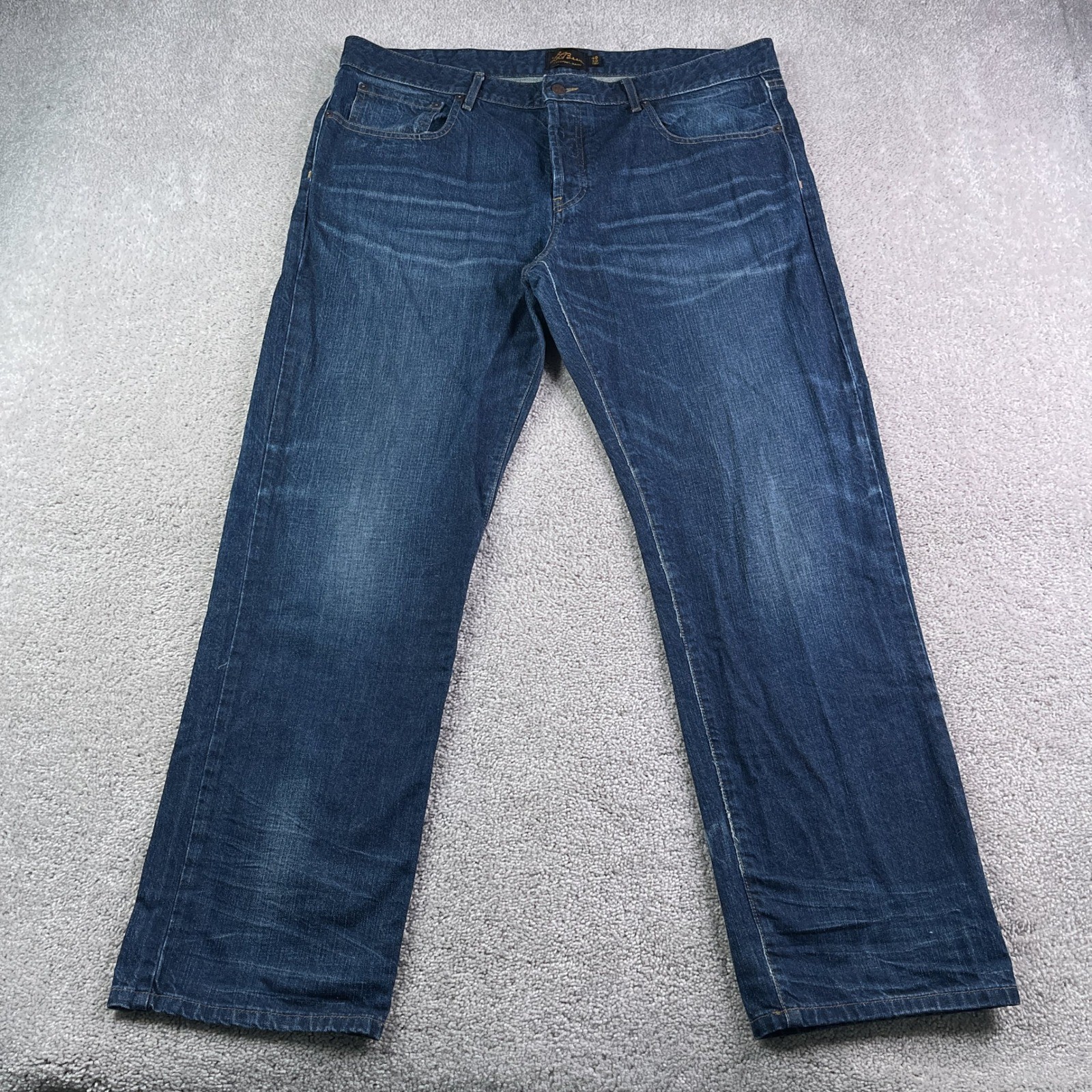 LL Bean Jeans Mens 40x30 Blue Signature Straight Leg Button Fly Denim Rugged