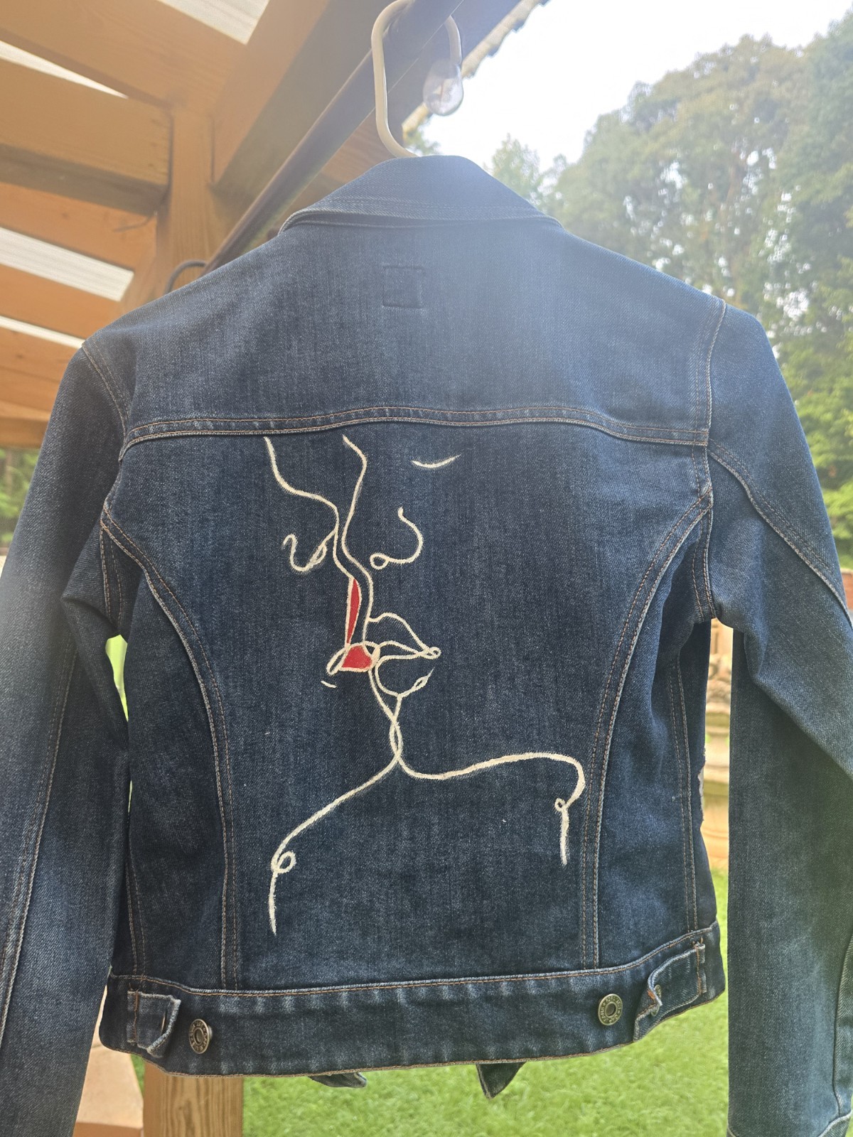 Studio Cadena Original Size small orginal painted jacket gap line art kiss