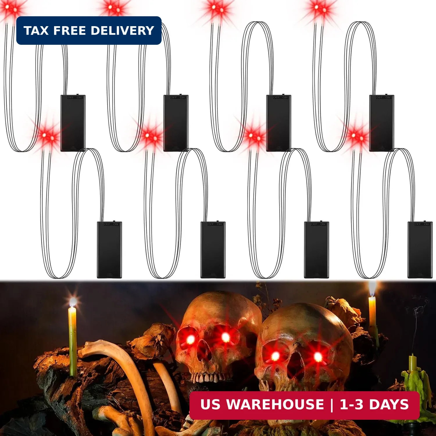 8Pack Halloween Glowing LED Eyes for Mask,Halloween LED Glowing Light Up Eyes,Gl