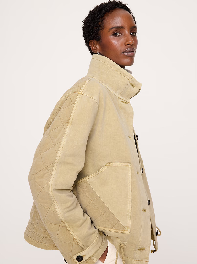 Banana Republic Quilted Cotton-Linen Utility Jacket Brand New NO IMPORT FEES