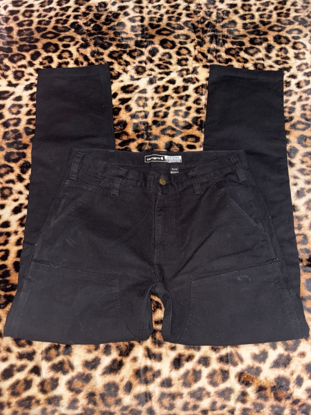 Carhartt Black Slim Tapered Double Front Carpenter Pants Size 32x32