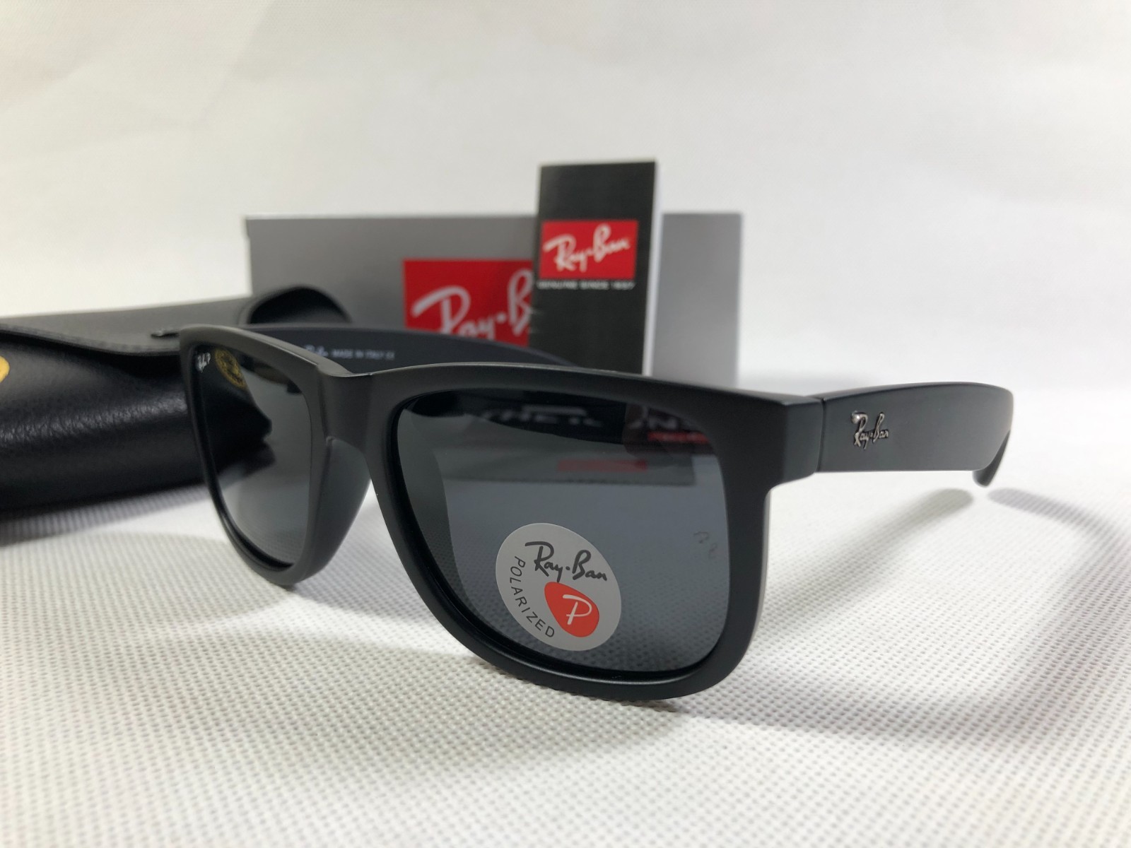 Ray-Ban RB4165 Justin Sunglasses Matte Black Frame Polarized Grey Lens Unisex 03