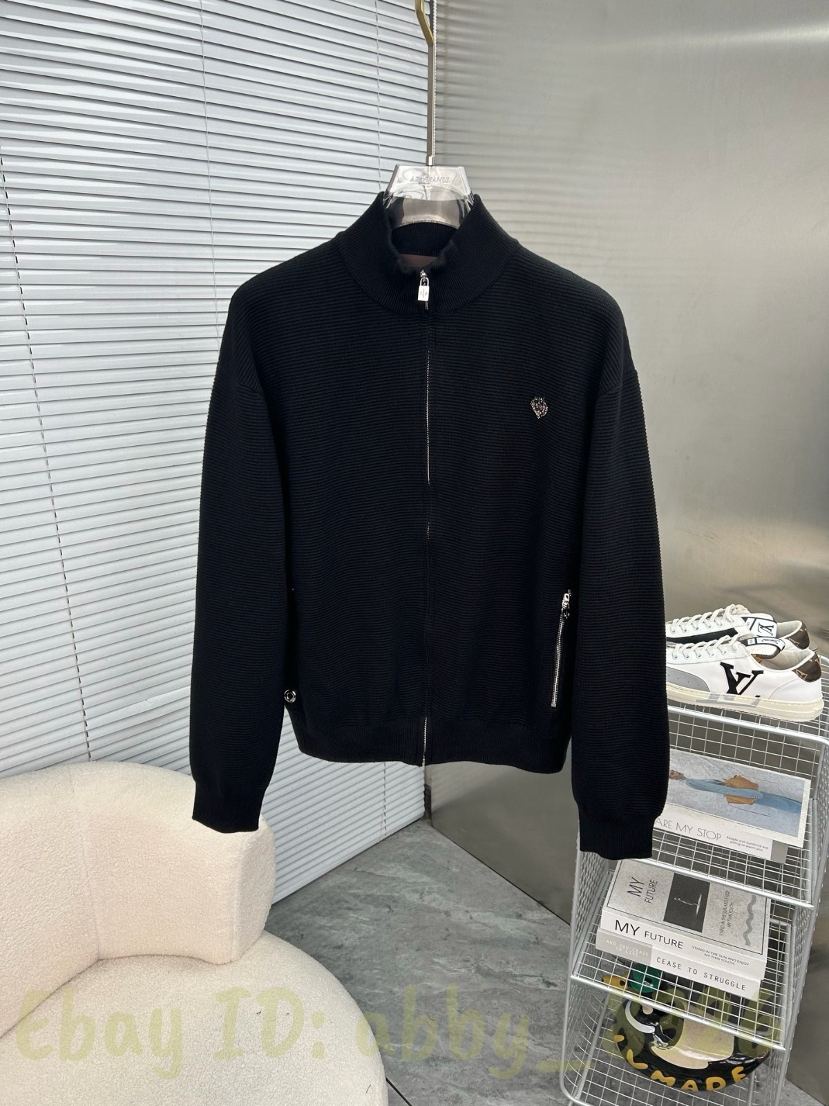 Loro Piana Men's Classic Regular Stand Collar Zipper Knitted Casual Coat Jacket