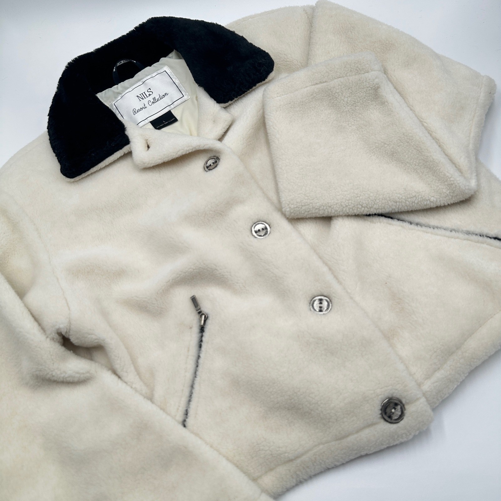 Vintage 1980\'s Nils Apres Ski Boxy Cropped Cream Womens L Cozycore Jacket