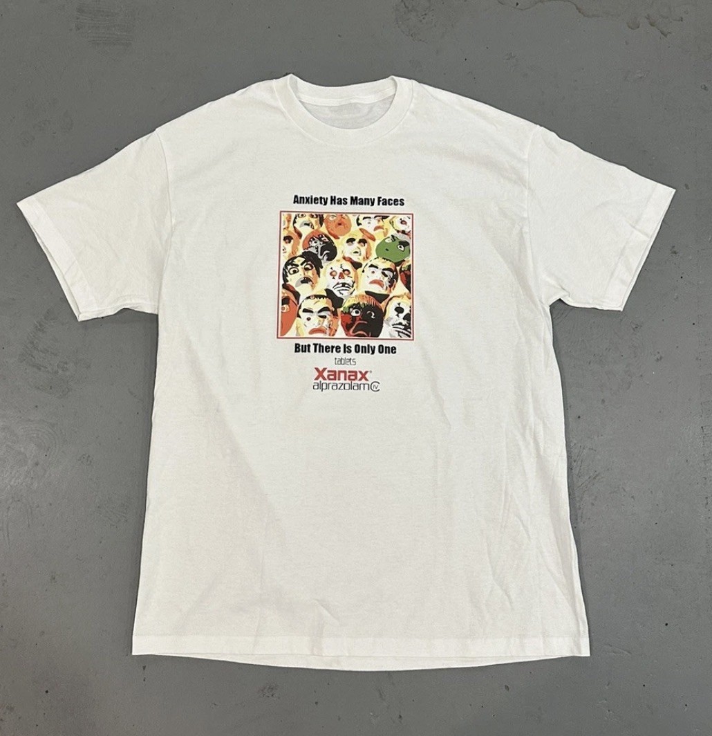 Xanax Anxiety Has Many Faces T-Shirt Vintage AD Retro Custom Graphic Tee
