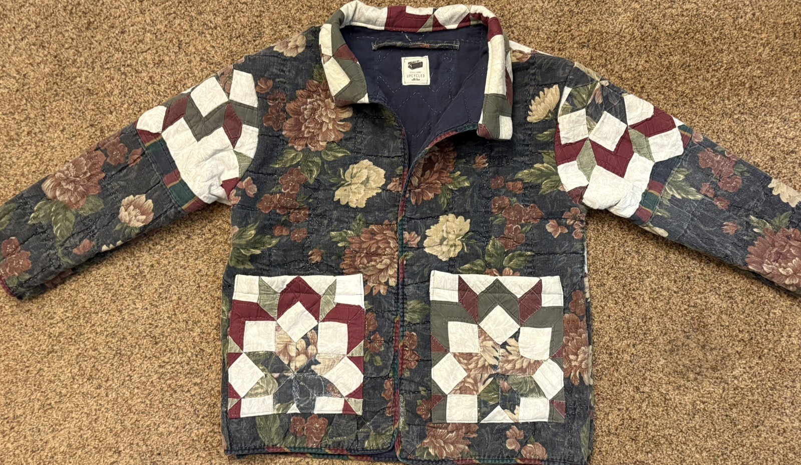 Handmade Upcycled Vintage Quilted Blanket Porch Coat  Full Size M-XL OOAK