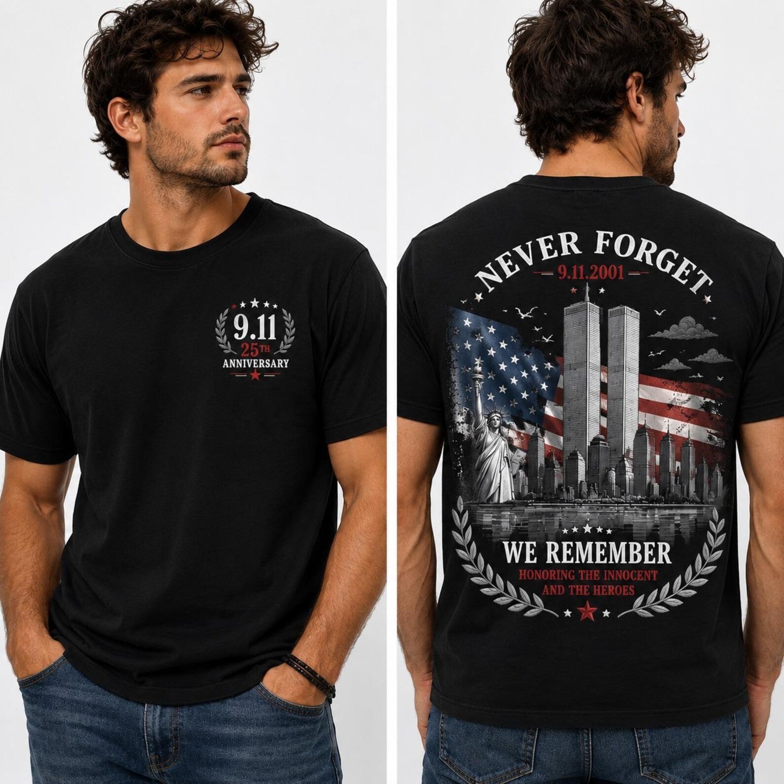 Never Forget 9/11 Memorial Shirt, September 11 Tribute T-Shirt