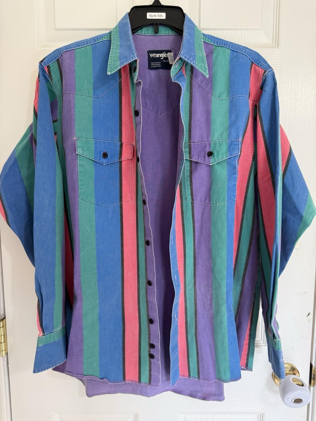 Wrangler Brushpopper Western Vintage Shirt 17.5-35 Xl