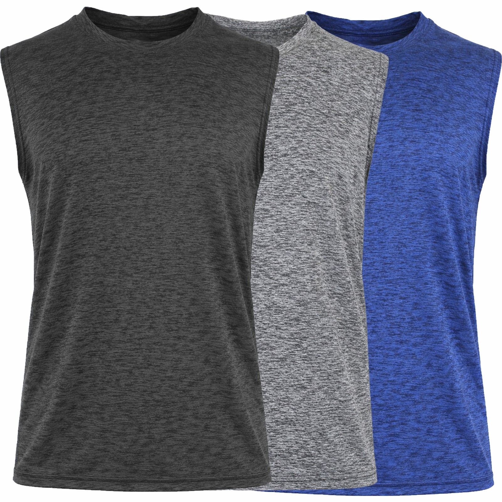 3-Pack Men\'s Moisture Wicking Performance Sleeveless Tee(Size-S - 3XL) 