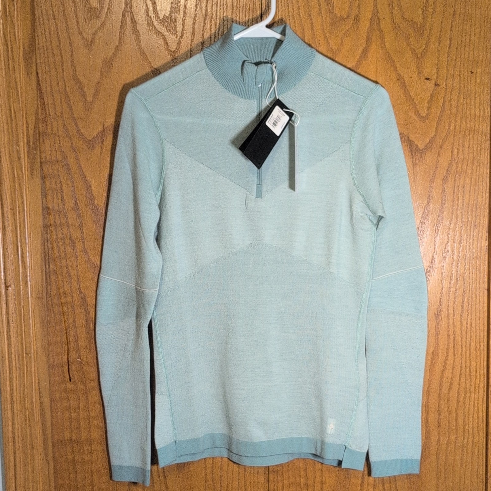 Smartwool Intraknit Women’s S Green Merino Blend 1/4 Zip Mock Neck Pullover