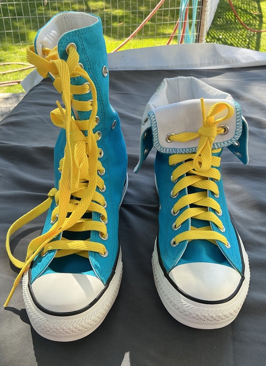 Dead Stock, 2014 Converse, Chuck Taylor Midkcalf, Turquoise And White NIb W8 M￼6