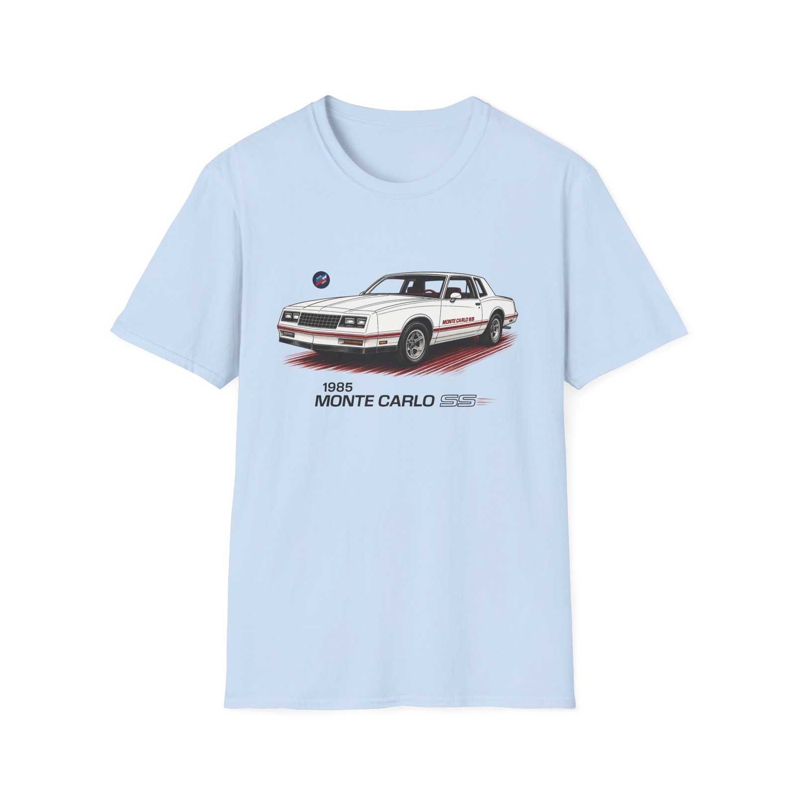 1985 Monte Carlo SS Shirt – Retro G-Body Muscle Car Graphic Tee, Classic White