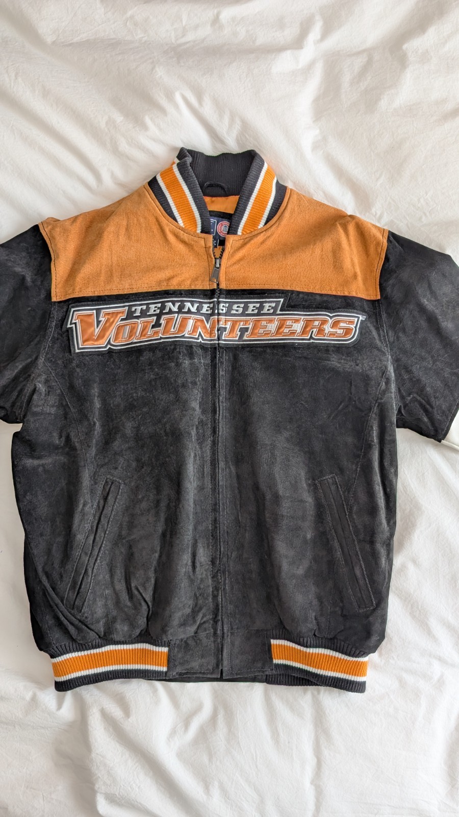 G-III orange and black Tennessee Vols M suede leather jacket *New*