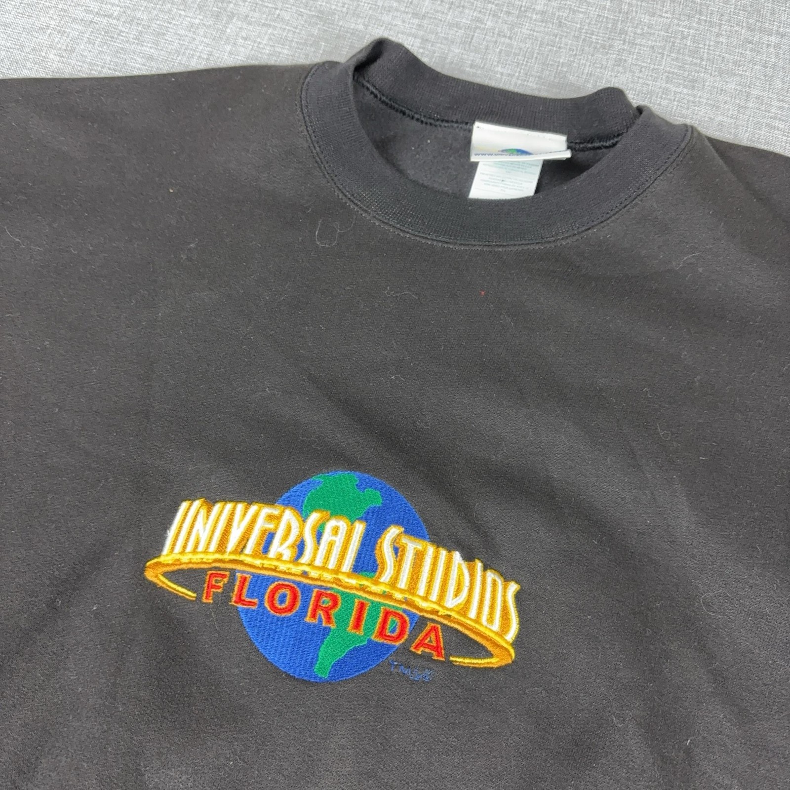 Vintage Universal Studios Florida Sweatshirt Mens 2XL Black Embroidered 90s
