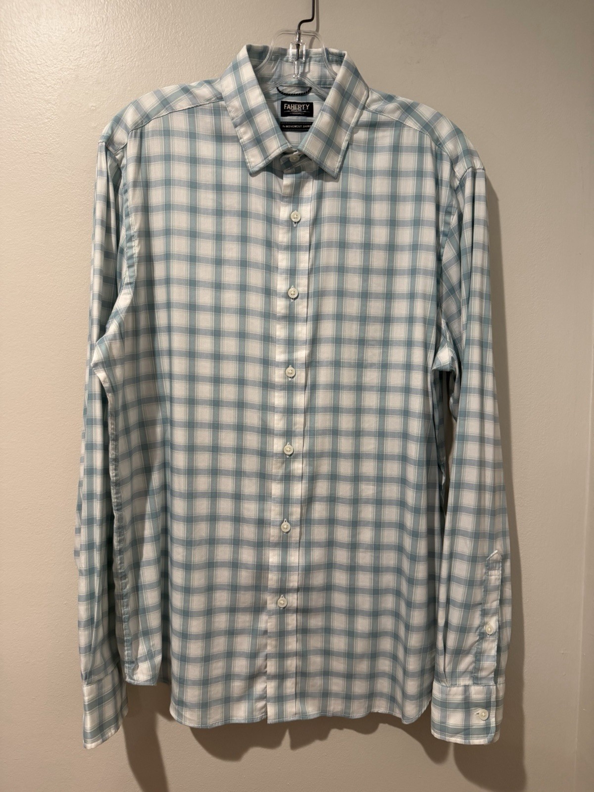 Faherty Reserve The Movement Shirt M Blue Plaid Long Sleeve