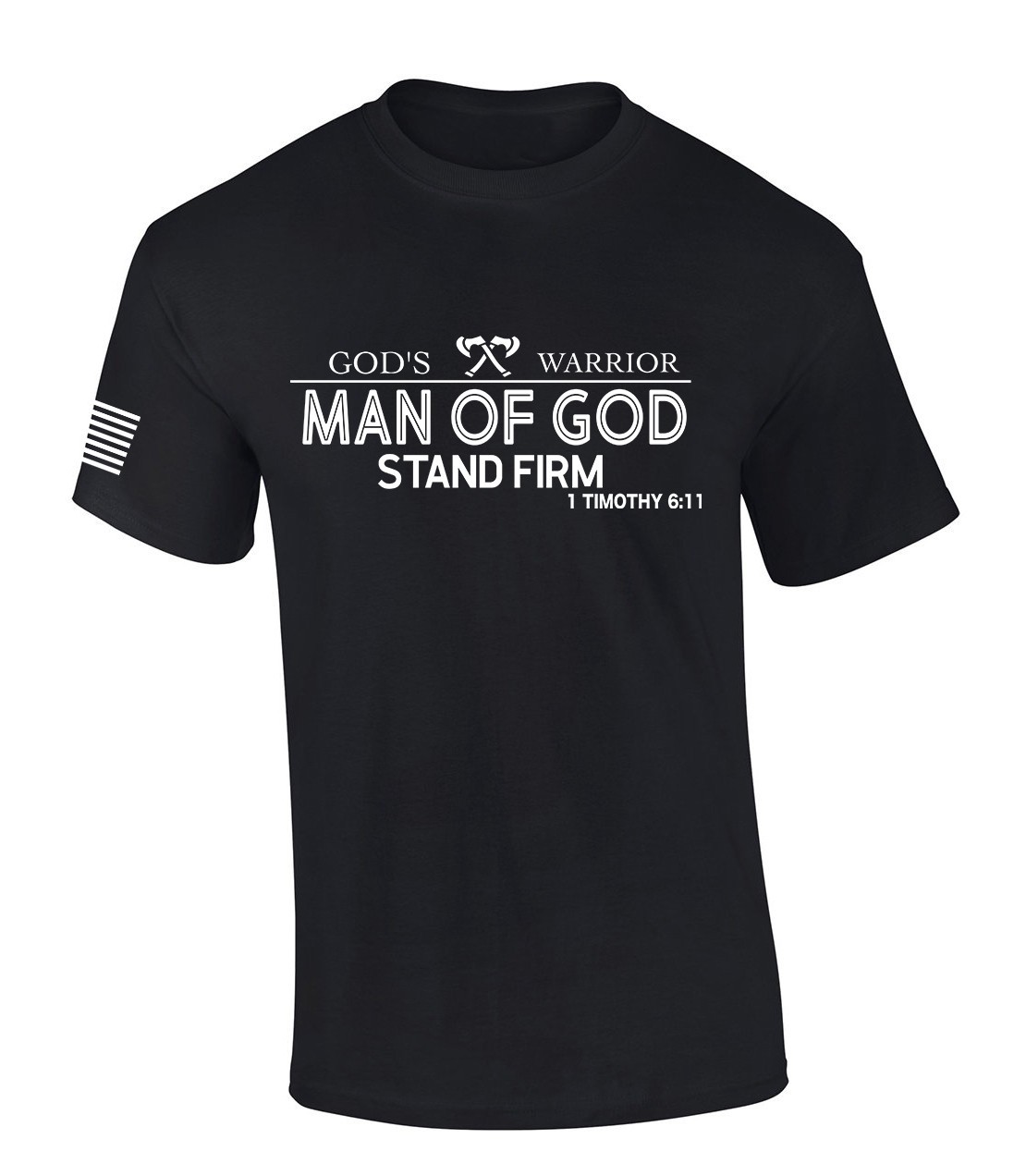 God\'s Warrior Man of God Stand Firm Bible Scripture Mens Christian Tshirt Jesus