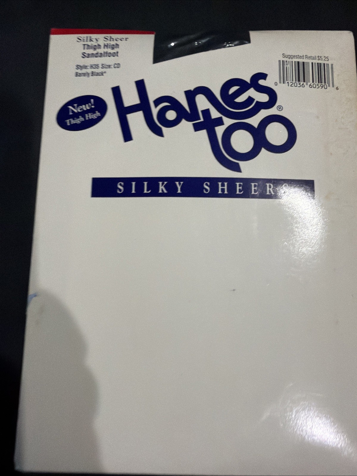 0174 Vintage Hanes too Silky Sheer  Thigh High Barely Black