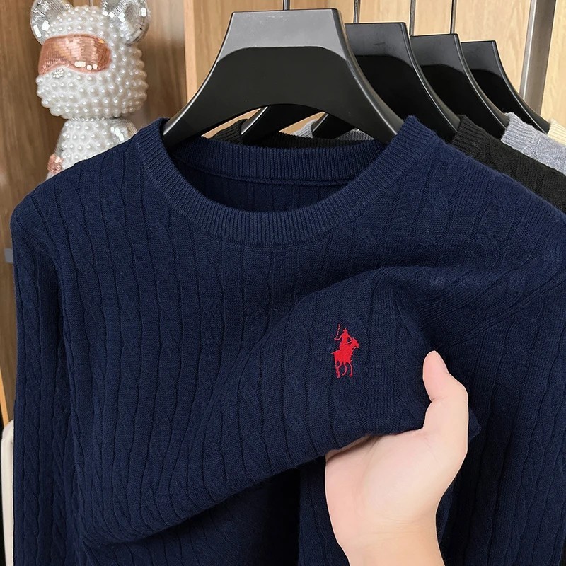 NWT - RALPH Men\'s Cable Knit Long Sleeve Spring Winter Polo Pullover : M-XXL_USA