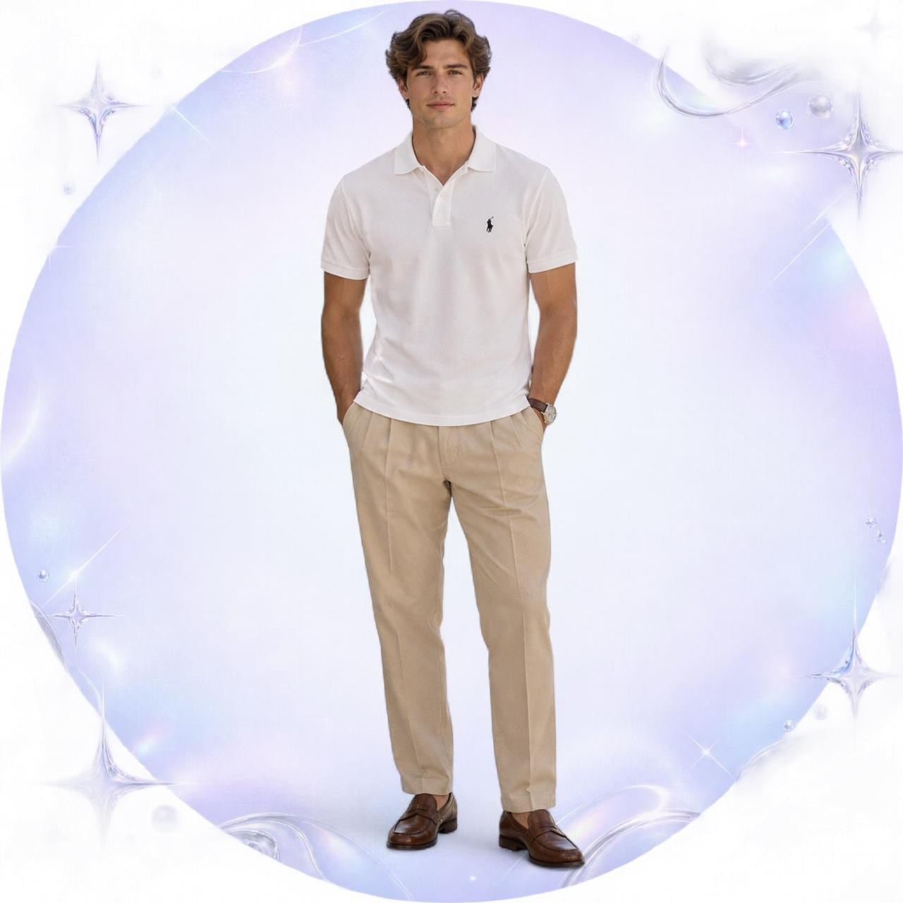 Polo Ralph Lauren White Black Pony Stretch Polo – Small
