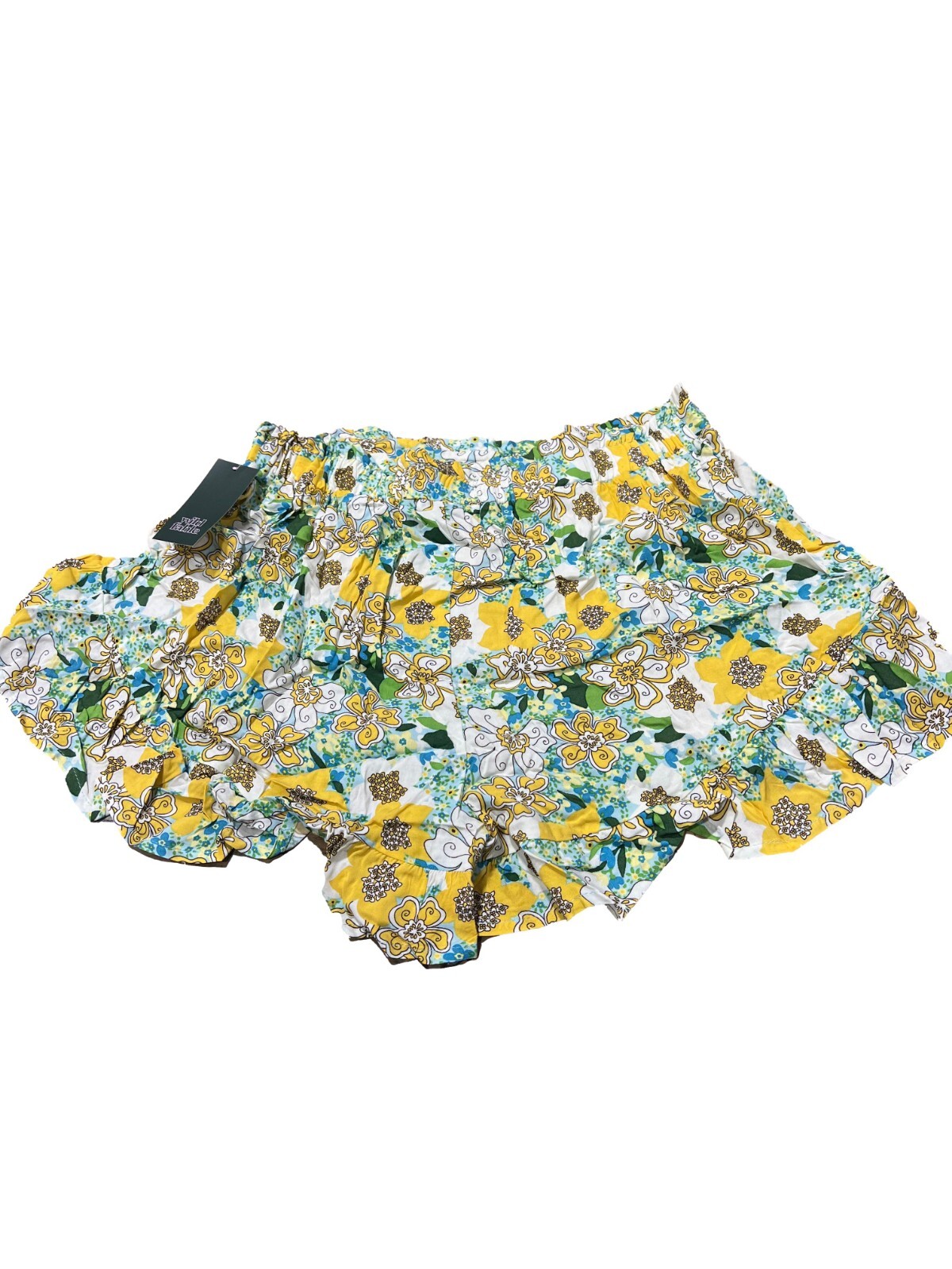 High-Waisted Flutter Shorts - Wild Fable Green Floral XXL