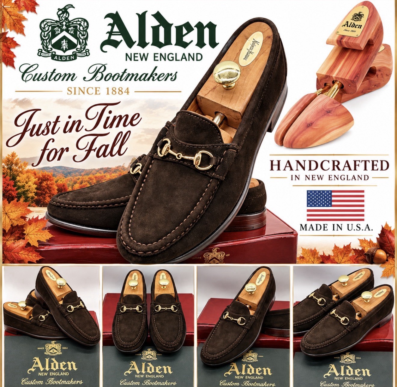 Alden Suede Loafers Brown 9.5 Gold Horse Bit Cape Cod Goodyear Welt USA