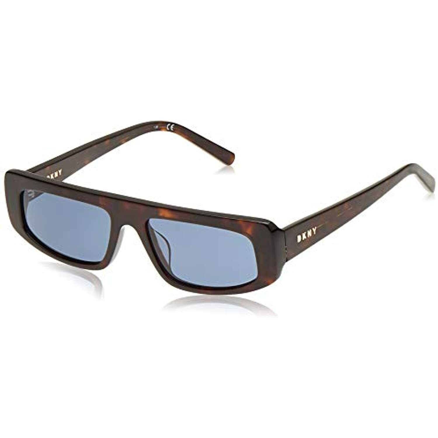 NEW DKNY DK518S Dark Tortoise Rectangular Sunglasses with Blue Lens & DKNY Case
