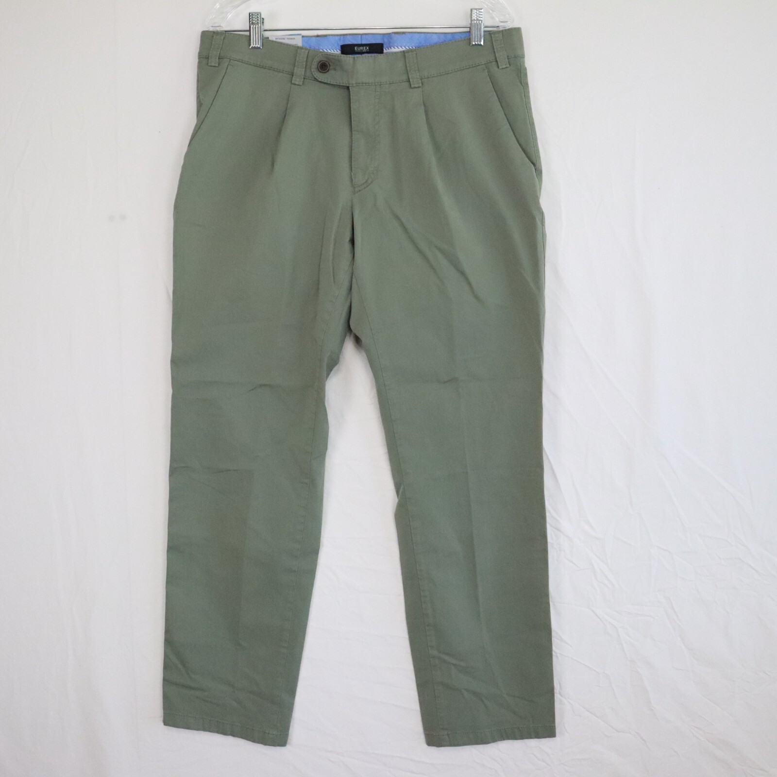 Eurex by Brax Pants Mens 36x34 Luis Chino Magic Waist Stretch Pleated Green NWT
