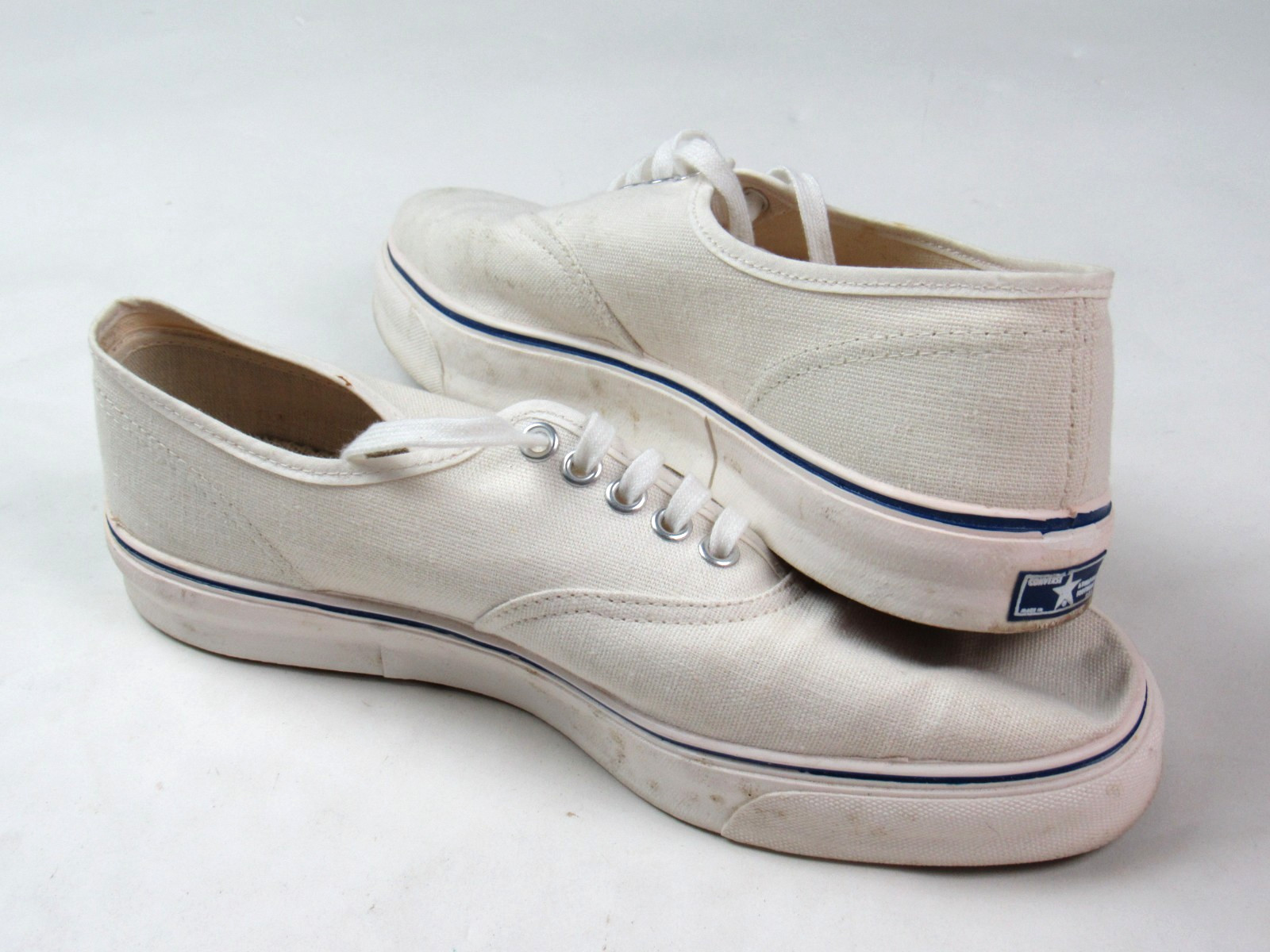 Vtg 70s 80s Converse Skid Grip Odor-Eater Shoes Sz 9 Blue Label Deck Boat Canvas