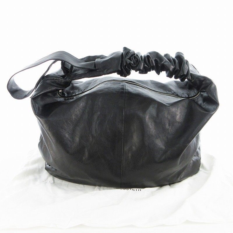 ssstein SHIRRING HANDLE Leather Shoulder Bag Goat Black Used Authentic