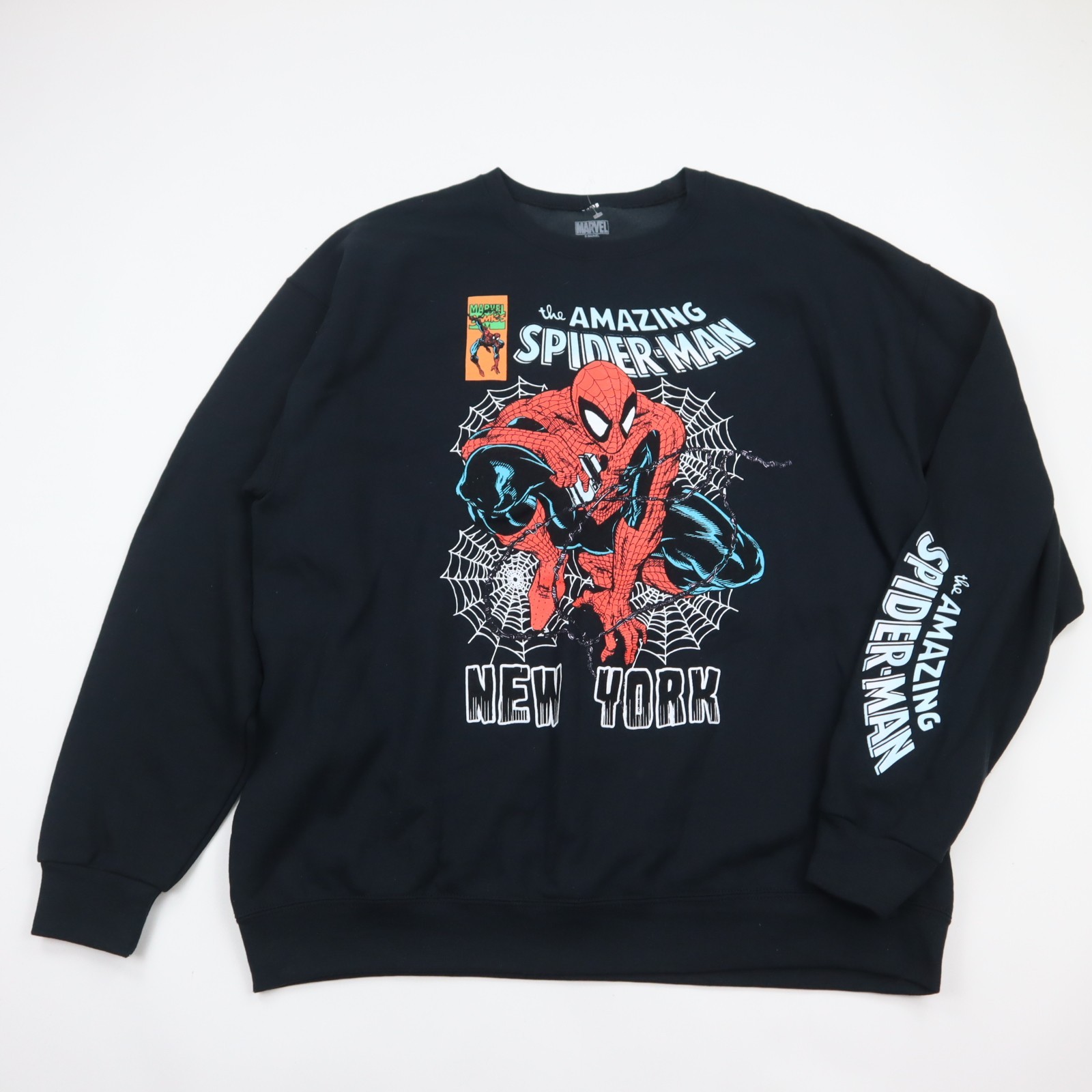 Spider-Man Amazing Marvel Crewneck Sweatshirt Mens XL Black Comic New York